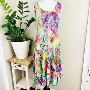 Robbie Bee Gorgeous Vibrant Tiered Ruffly 90s Y2K Style Silhouette Dress Size 12